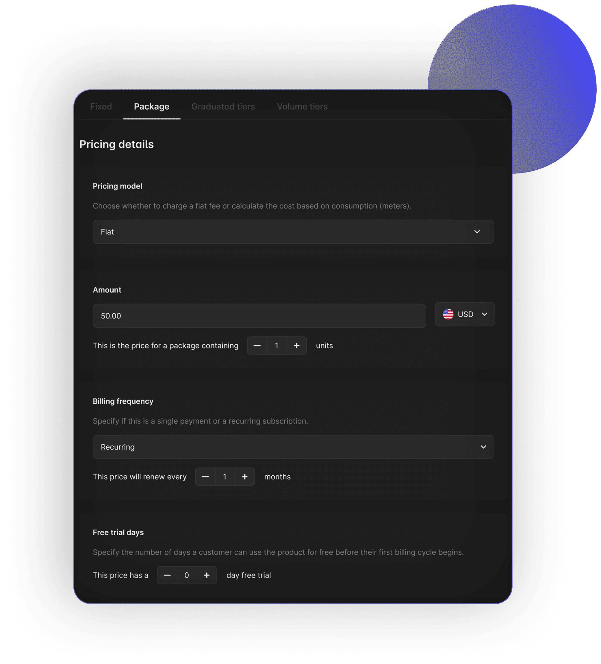 Seat-based, tiered and usage-based pricing models in PaymentKit