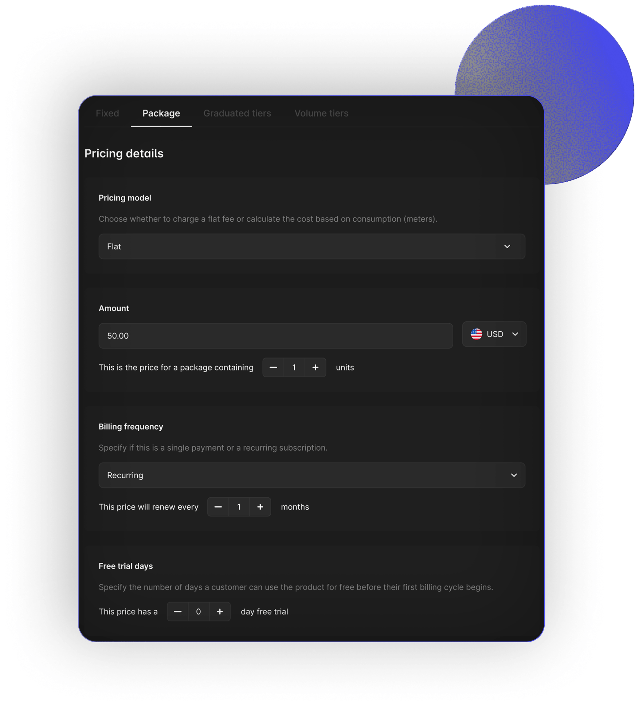 Seat-based, tiered and usage-based pricing models in PaymentKit